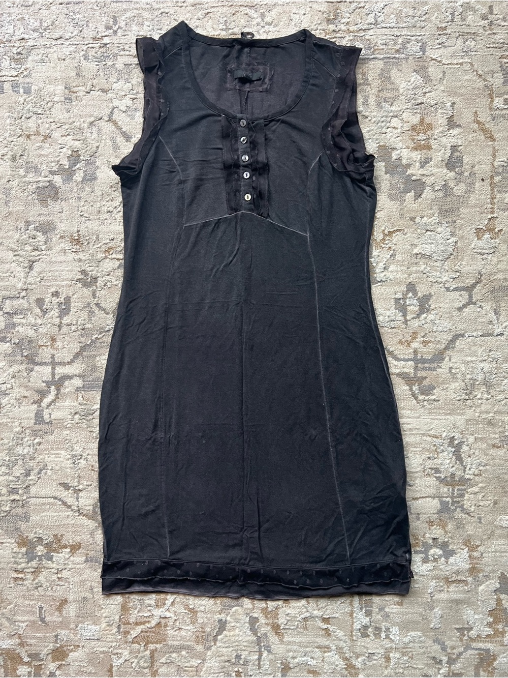 Black Sleeveless Button-Front Women’s Dress
